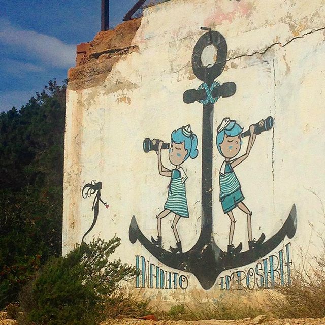 There‘s so much beautiful art to discover everywhere on the island 💓⚓️ #instaart #instagood #graffiti #ibizaart #spainart #openair #anchor #people #wall #goodvibes #loveit #instalike #ibiza #ibizadiary, Chiringuito Cala Tarida Ibiza